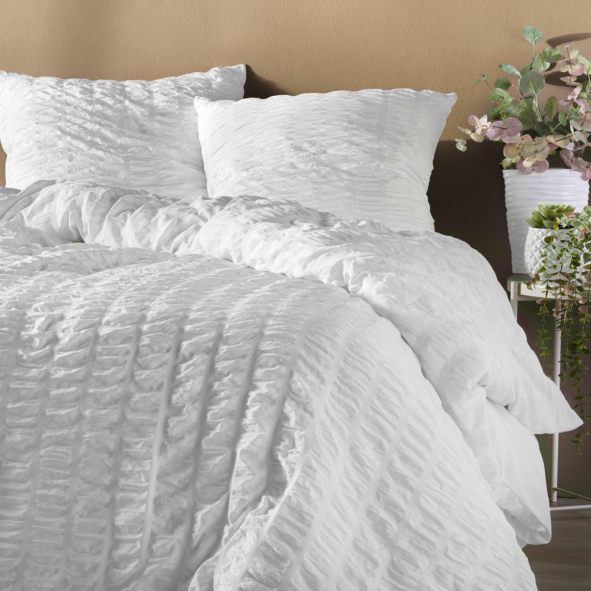 Douceur d'Intérieur, 3-Piece Bedding Set (240 x 220 cm) Pleated Microfibre