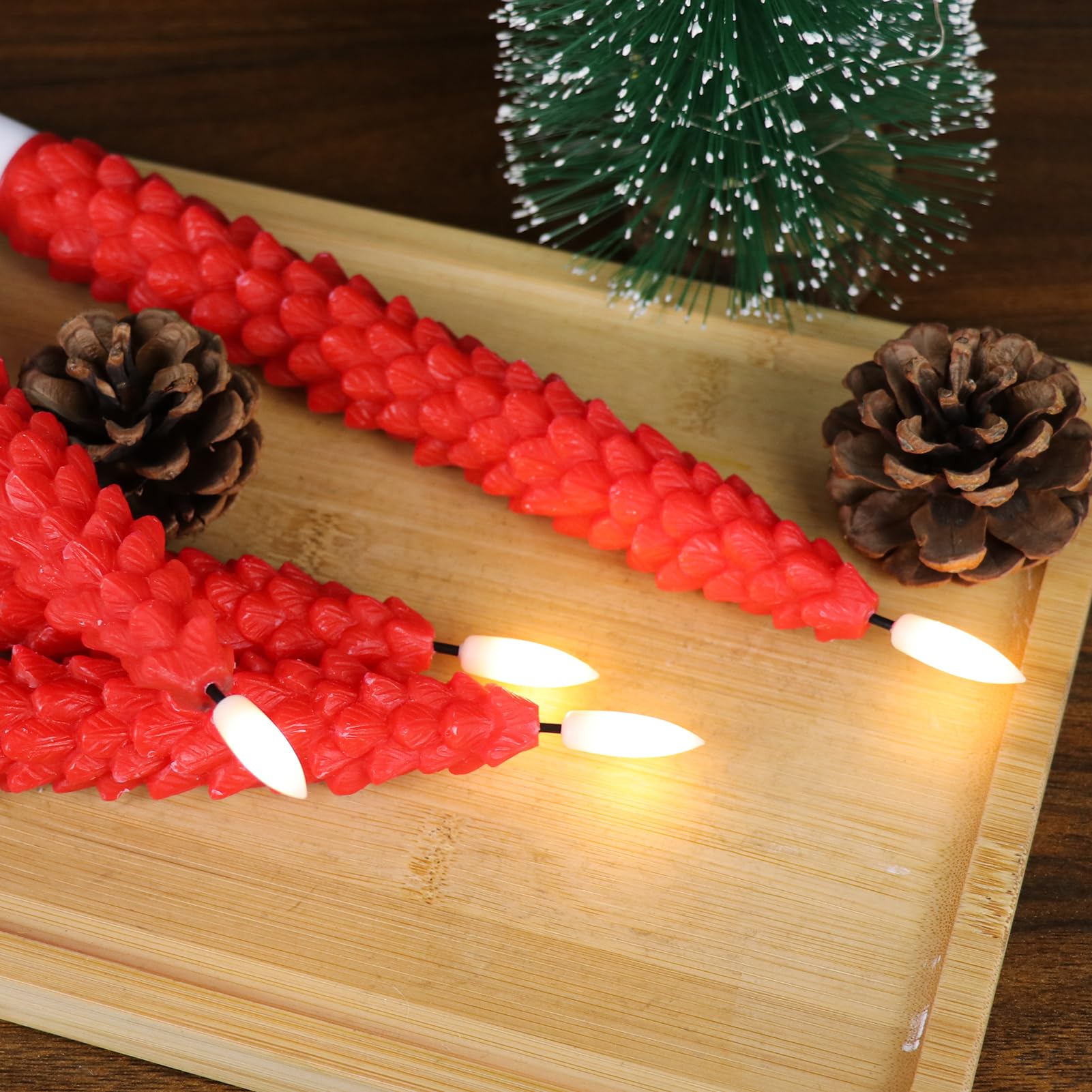 Eldnacele Bougies Coniques à LED Scintillantes Avec Minuteur, à Piles Sans Flamme Avec Télécommande, Bougie LED Noire En Cire Véritable Pour Décorations D'Halloween