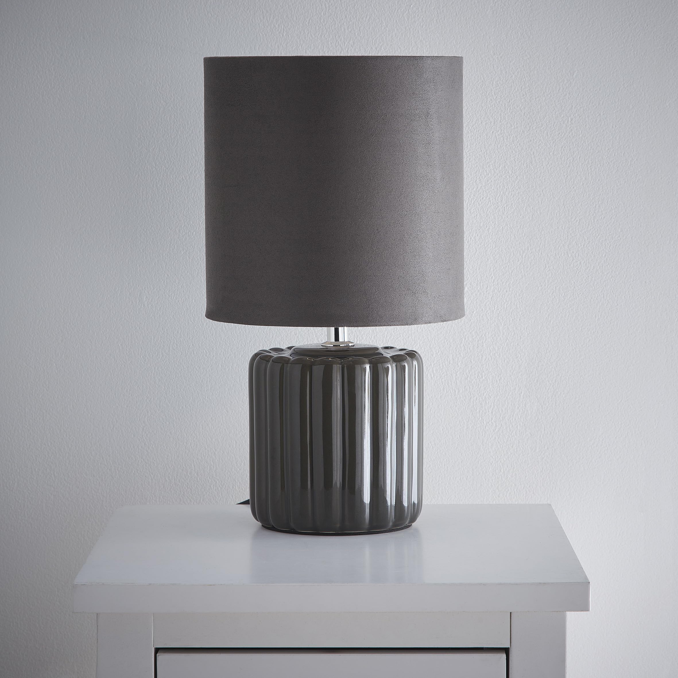 K Living Grey Zoe Ceramic Table Lamp With Matching Velvet Shade