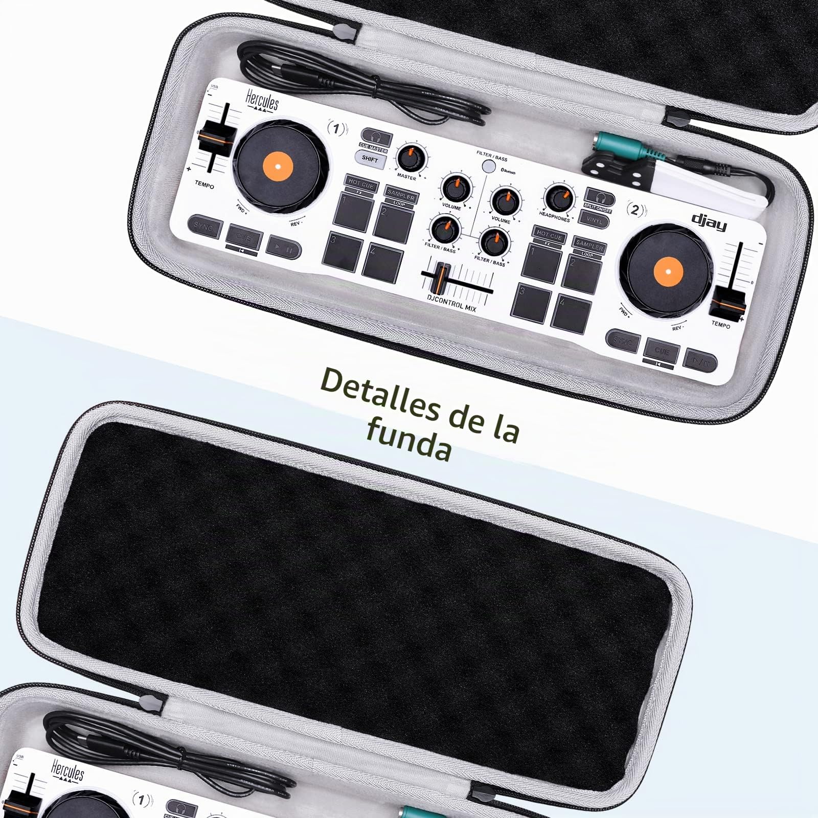 XANAD Funda Rígida Controlador DJ - Estuche Compatible Hercules DJControl Mix/Starlight/Numark DJ2GO2 Touch, Bolsa Transporte Acolchada