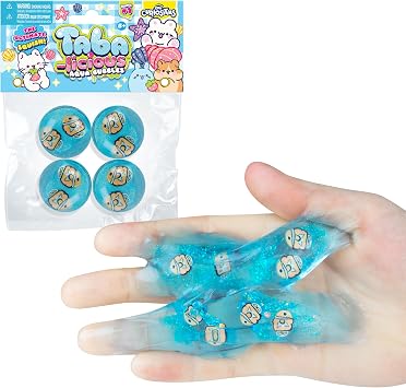 ORB Tabalicious アクアバブル TABA スクイーズフィッシュおもちゃ - かわいい粘着性のあるTABAグリッターオーブ4個 内側にカクレクマノミ2個付き - 海をテーマにしたストレスボールスクイッズ - かわいい感覚フィジェットトイ 子供と大人向け