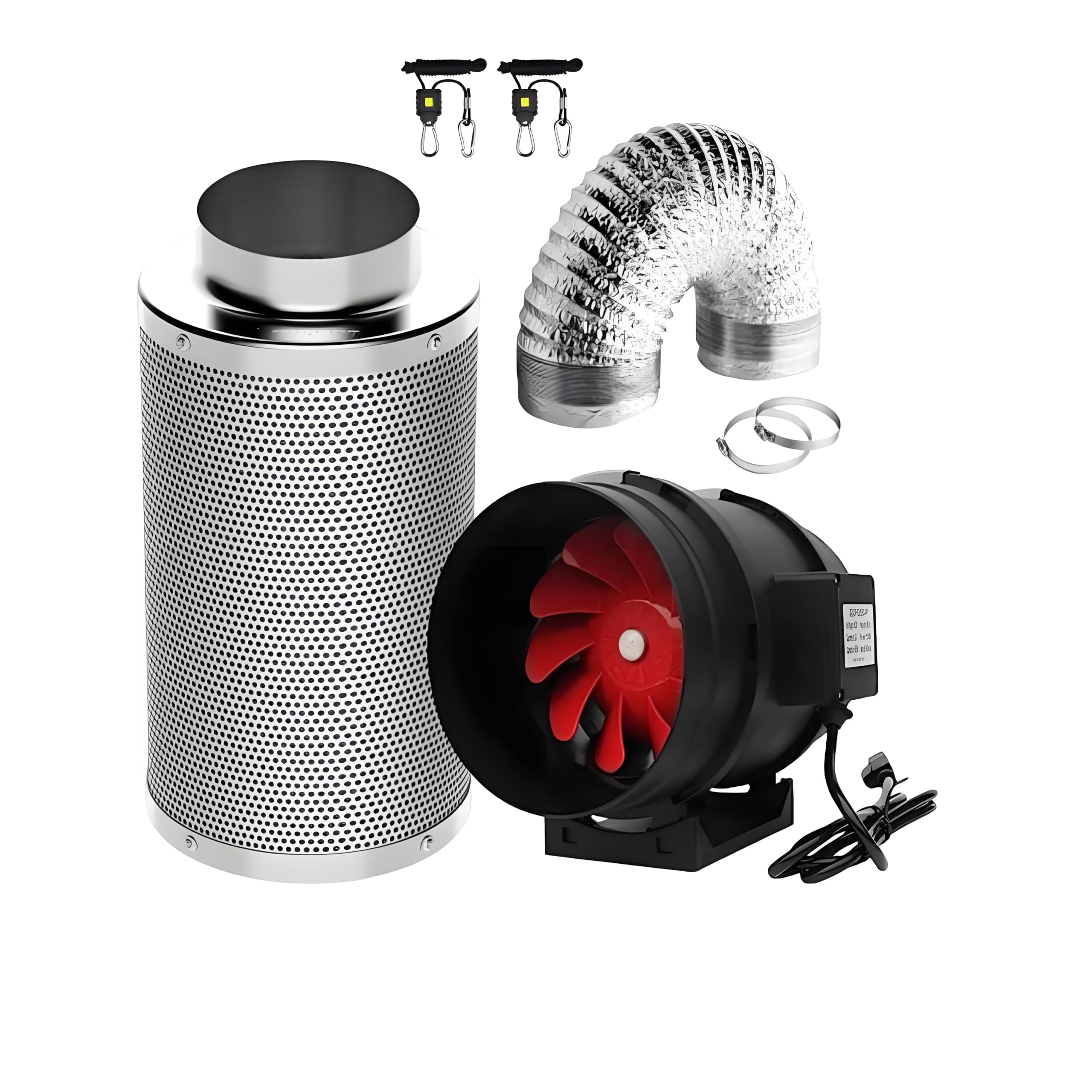 SunStream 6 Inch Grow Tent Ventilation System, 6 Inch 420 CFM Inline Fan, 6 Inch Carbon Filter and 25 Feet of Ducting for Indoor Grow Tent Ventilation