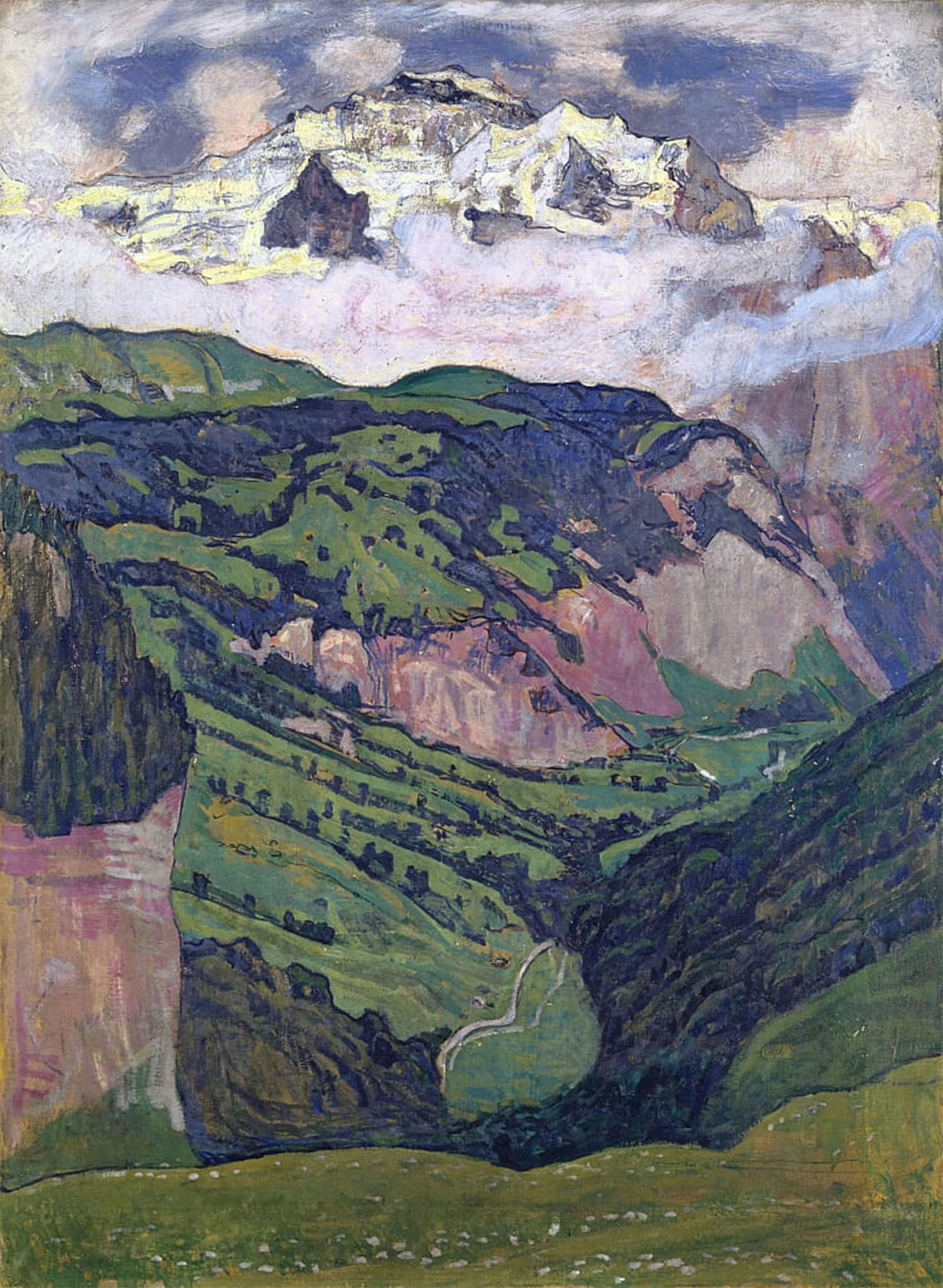 SERENDIPITP Vintage Wall Art Canvas Nordic Poster Canvas Print Picture the Jungfrau Seen by Ferdinand Hodler Wall Art Poster for Home Decor 60x90cm