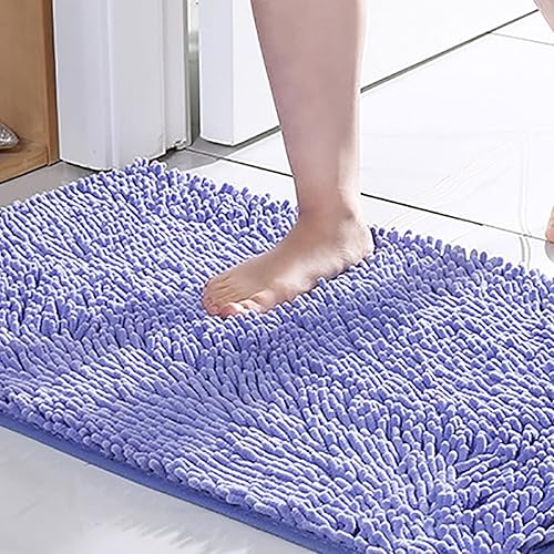 Miniatura 4 de Alfombras de cocina absorbentes, color morado claro, tapete de baño rosa, antideslizante, cómodo, peludo, duradero, grueso, lavable a máquina, para