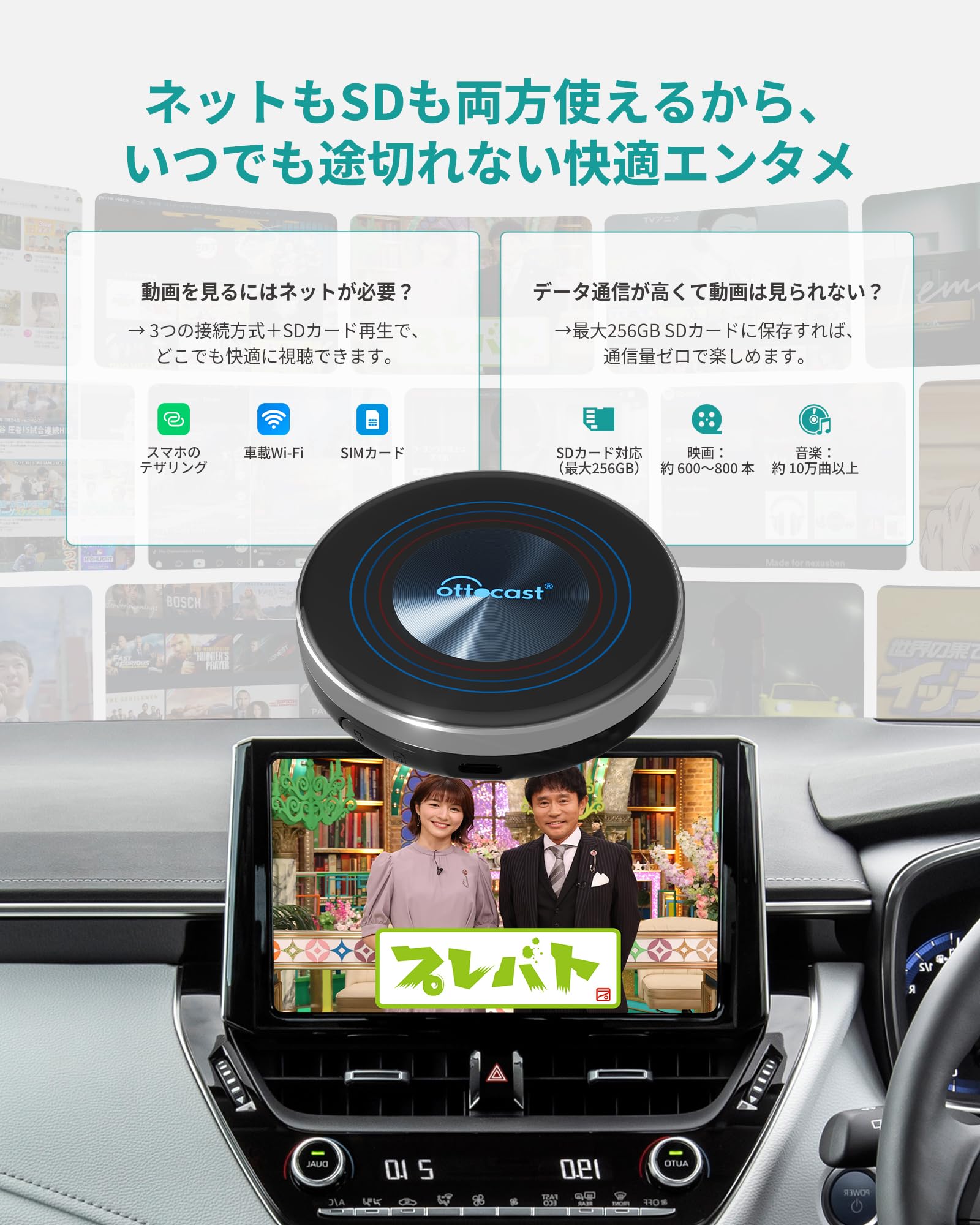 Amazon.co.jp: OTTOCAST OttoAibox i3 CarPlay AI Box (Android 13, 8