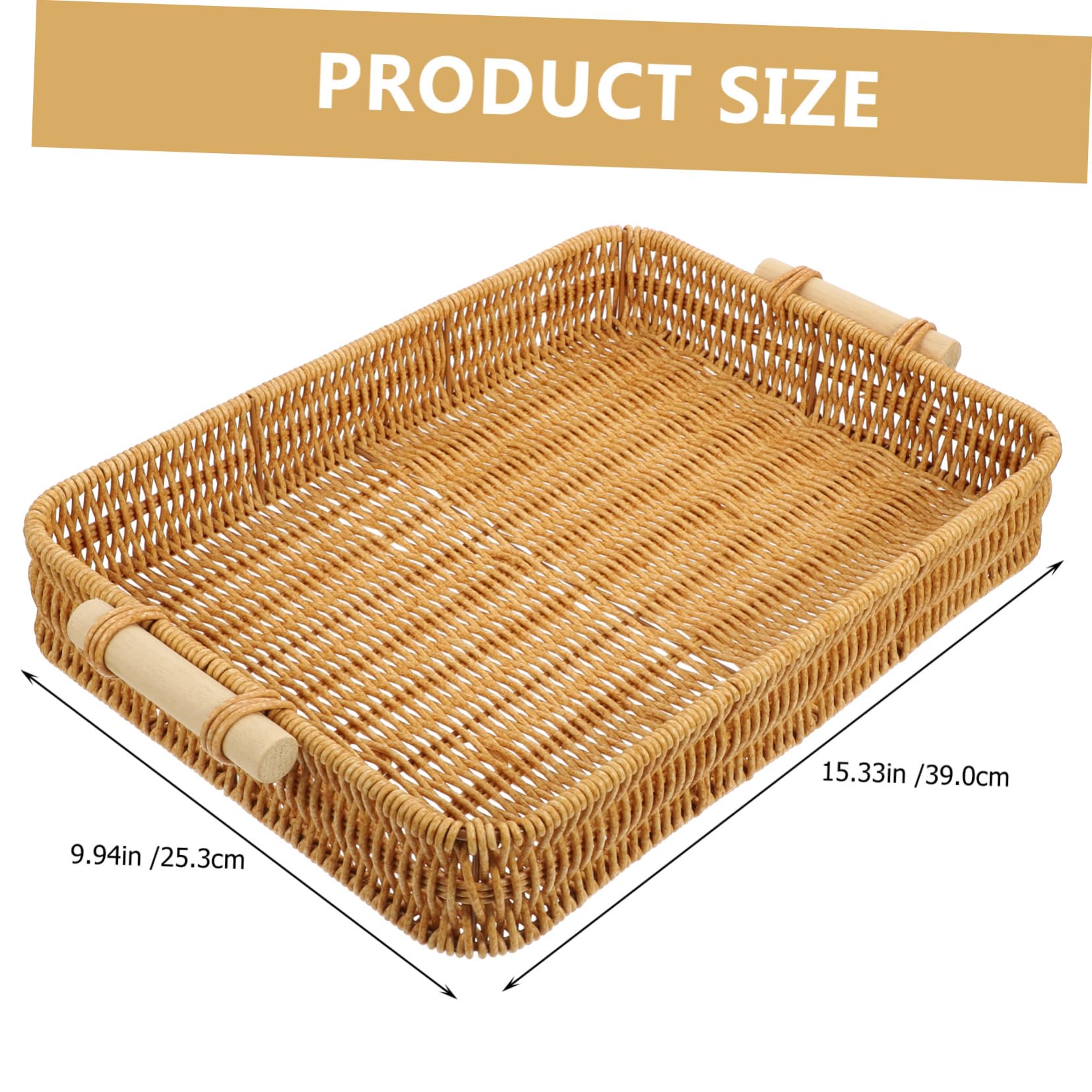 SOLUSTRE Hand Woven Rustic Storage Basket Tray for Fruits Decorative Woven Storage Basket for Kitchen Living Office for Breakfast and Food Display