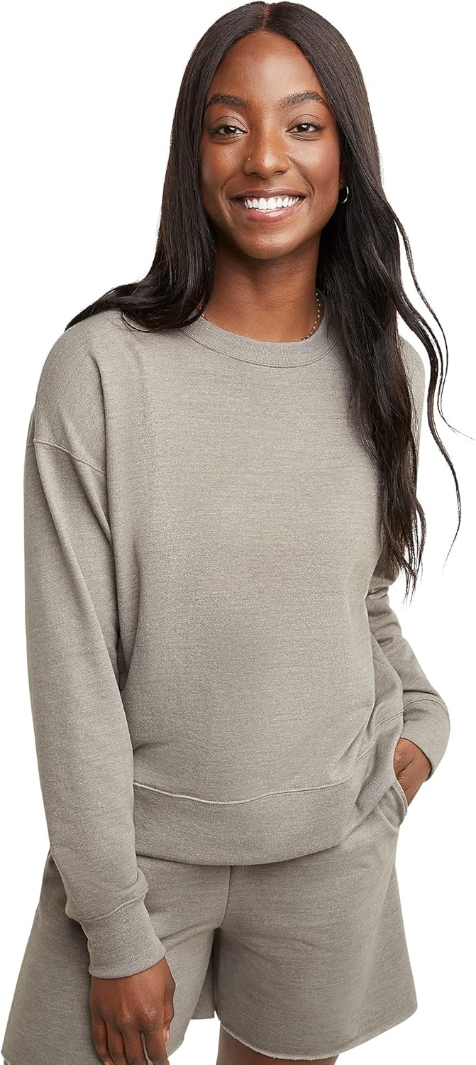 Hanes Women's Originals French Terry, Lightweight Fleece Pullover Sweatshirt