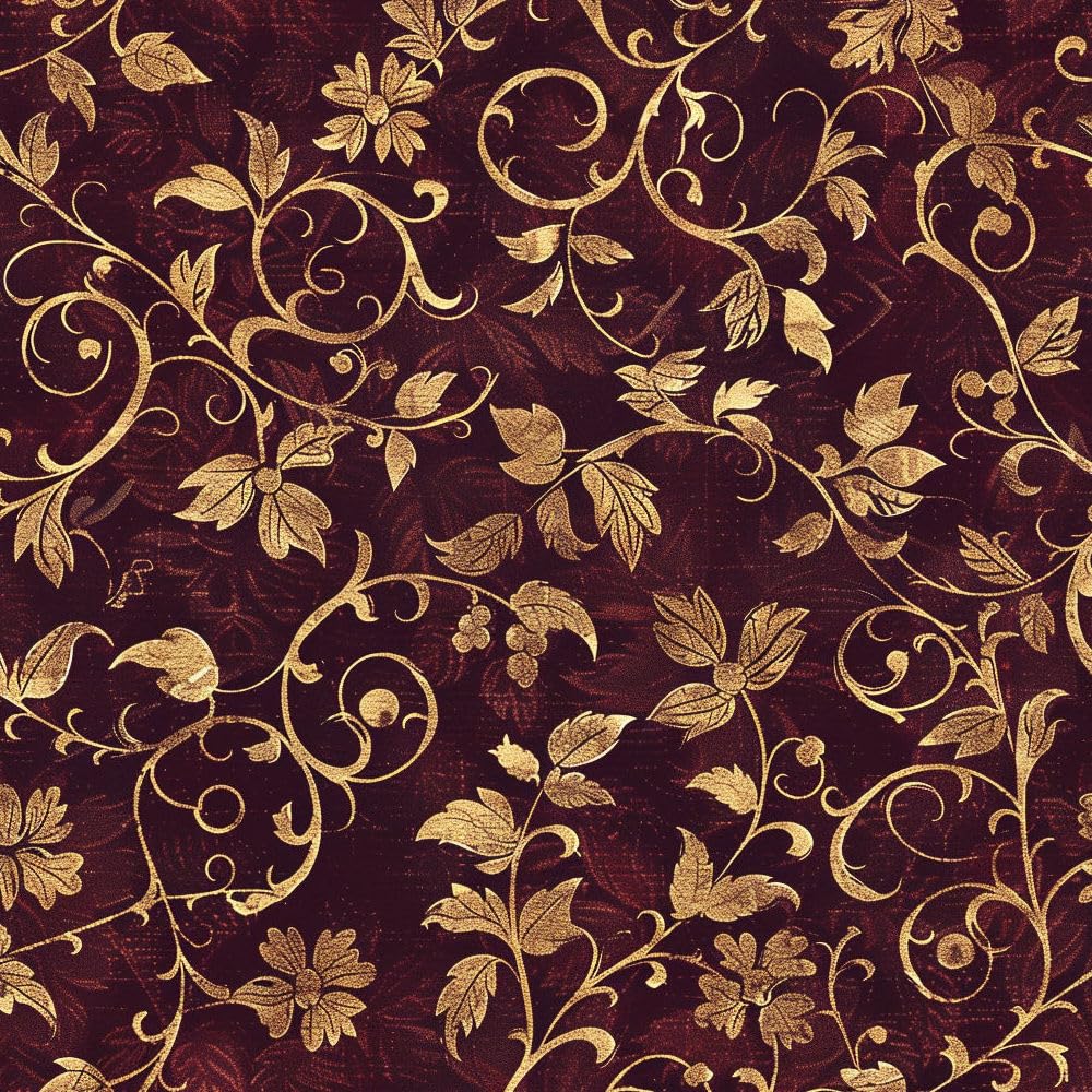 Papier peint adhésif floral doré vintage pour meuble et chambre