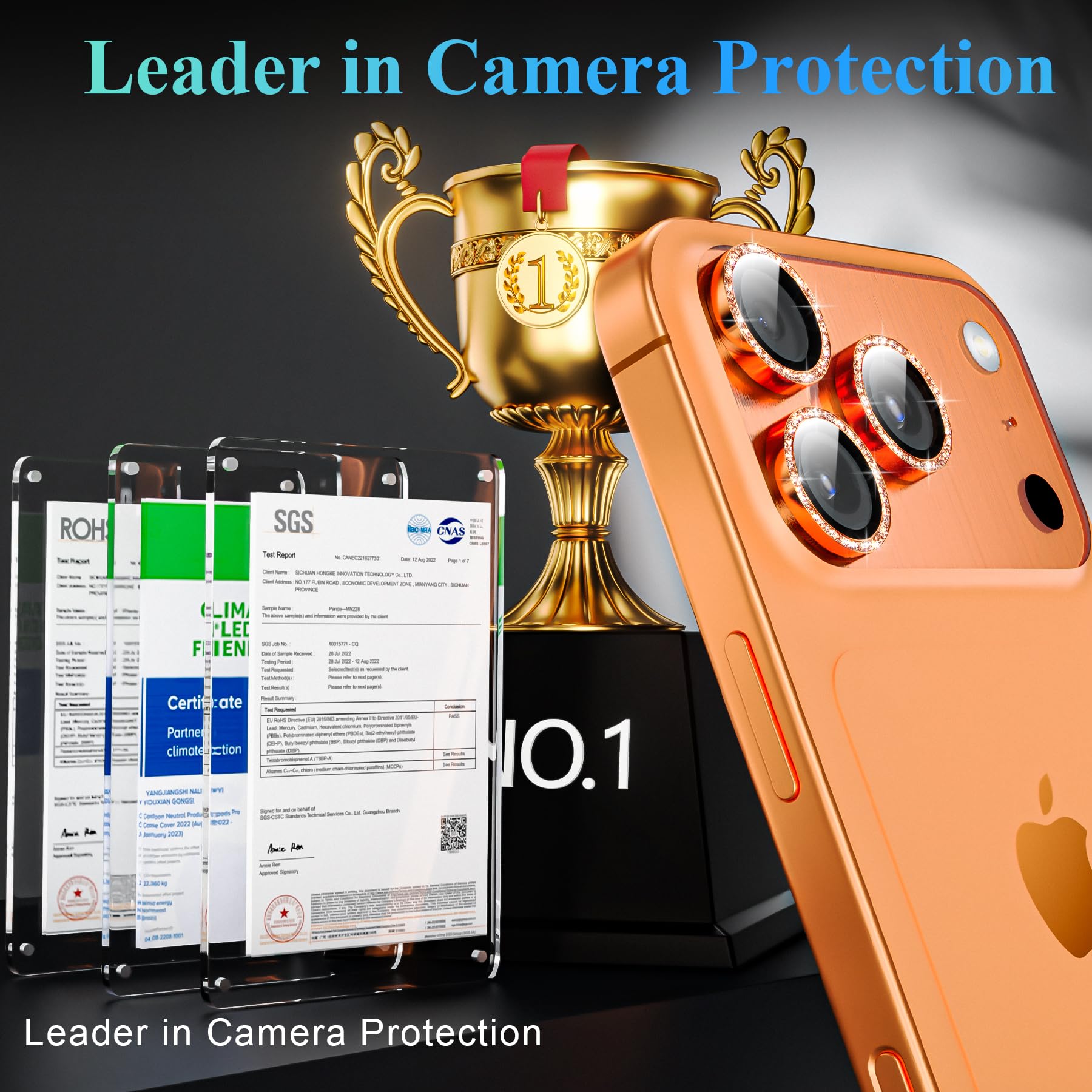 YWXTW Kameraobjektivschutz für iPhone 17 Pro/iPhone 17 Pro Max, [1 Schritt Installationsschale] Panzerglas Displayschutzfolie Metall Individuelle Kamera Abdeckung Zubehör Hüllenfreundlich (Glitzer