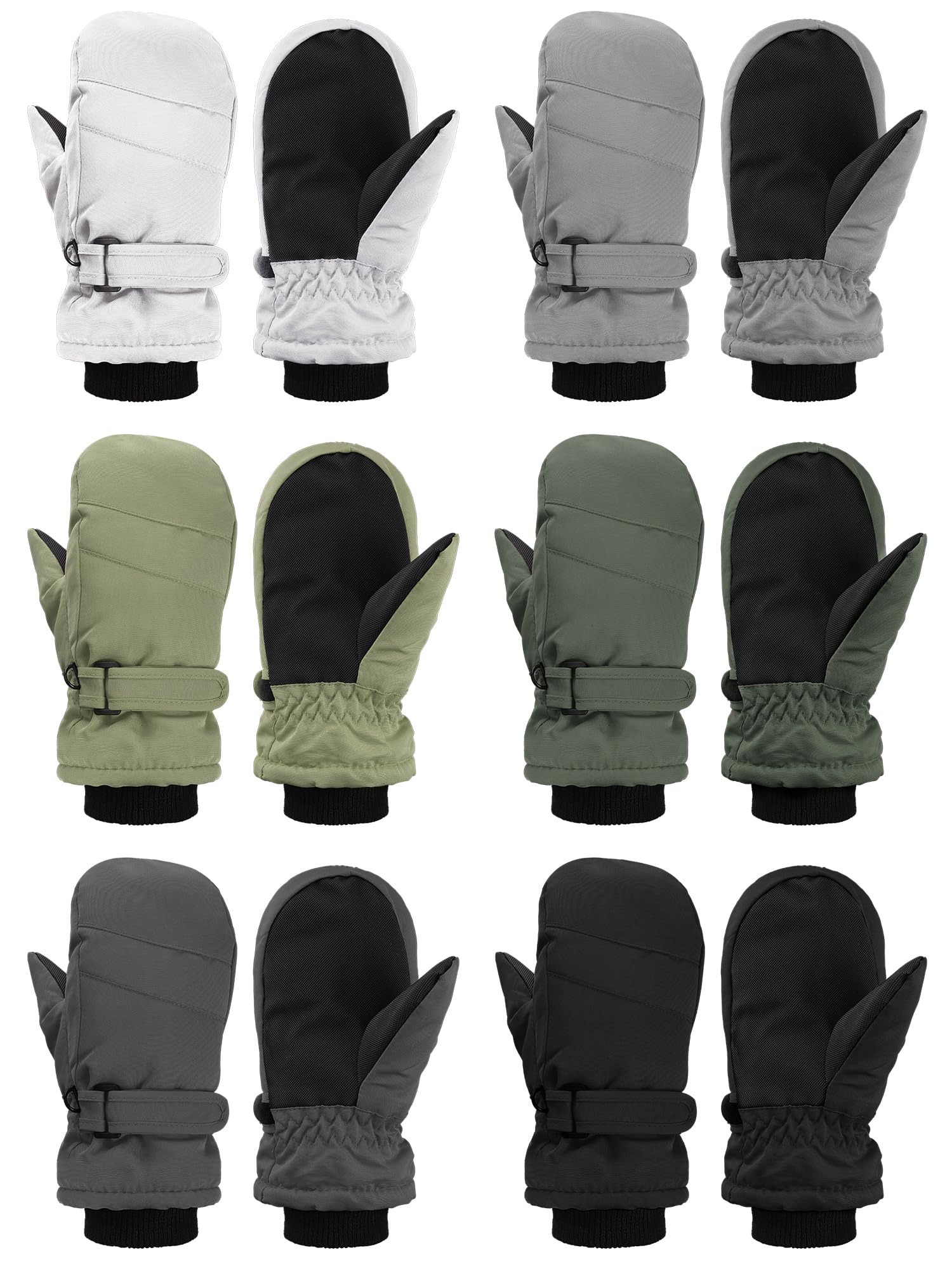Newcotte 6 Pairs Winter Ski Mittens Kids Waterproof Warm Snow Gloves for Boys Girls Cold Weather Outdoor Activities