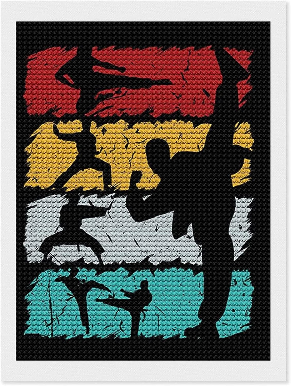 DVWIVGY Diamond Painting Kits Vintage Taekwondo Karate Diamond Art for Adults Kids Diamond Painting Kits Accessories Full Drill Kit Crystal Pictures Home Wall Decor Gifts 16 x 12 inch