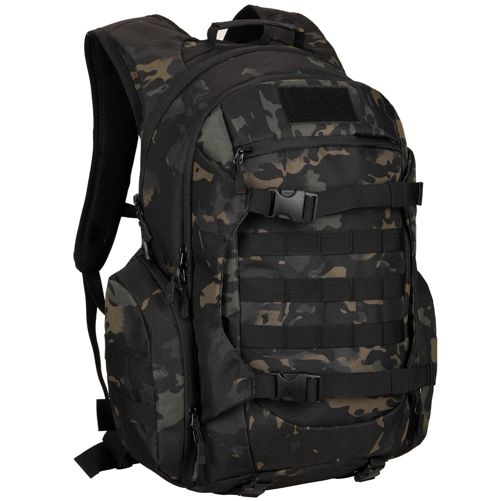 Yuanwen Unisex Camouflage 50L Tactical Backpack, Military Rucksack With Molle System, Water-Resistant Hiking Backpack For Outdoor Trekking Cycling Travel & Camping, 17'' Laptop Compartment Hydration Compatible