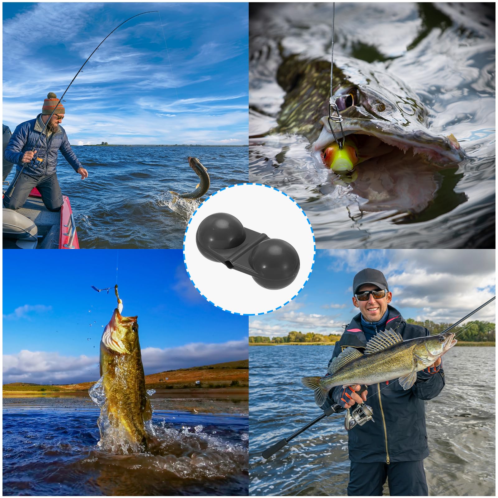PATIKIL Cuentas de sonajero dobles de pesca, de plástico ABS, sonajeros de bagre, campanas de pesca, accesorio para señuelos de peces