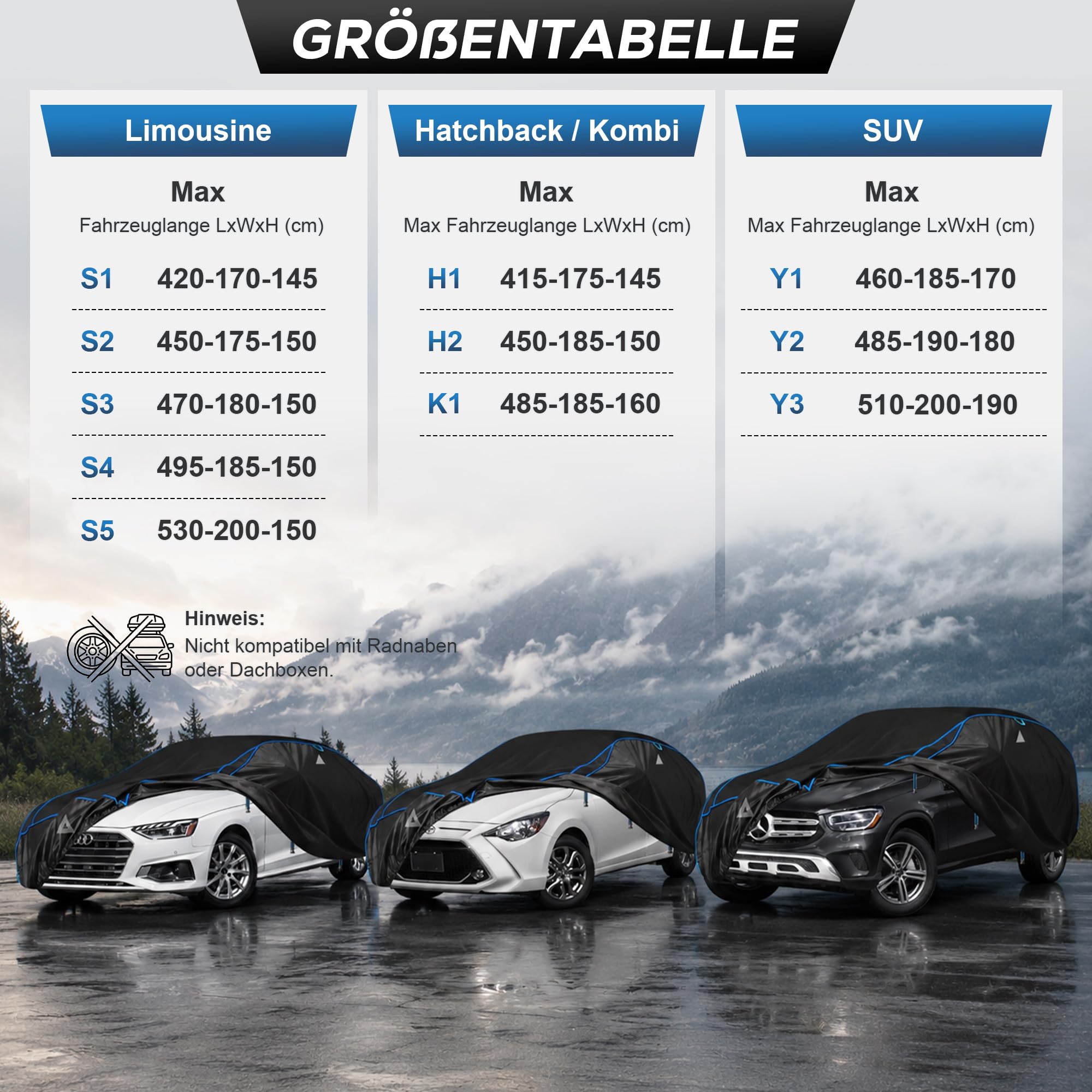 Funda Anti-Granizo para Coche - Protector de EVA Reforzado, Impermeable, Protección Solar UV, Antiviento, Incluye Visera Parasol Independiente, Apta para Sedanes y Turismos (430-460 cm)
