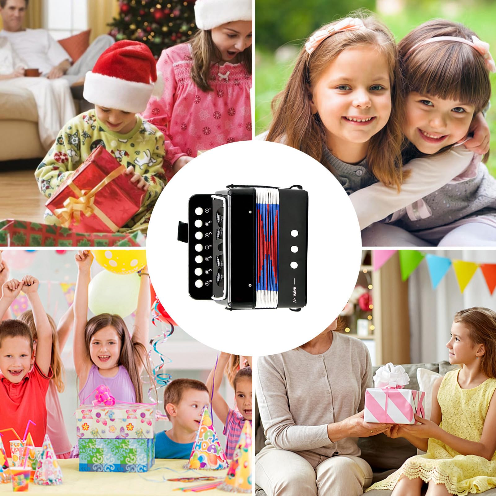 de acordeón para niños - acordeón con 7 teclas, instrumento musical para principiantes | Acordeón portátil para niños de 3 años, de música para niños pequeños, regalo para niñas para n