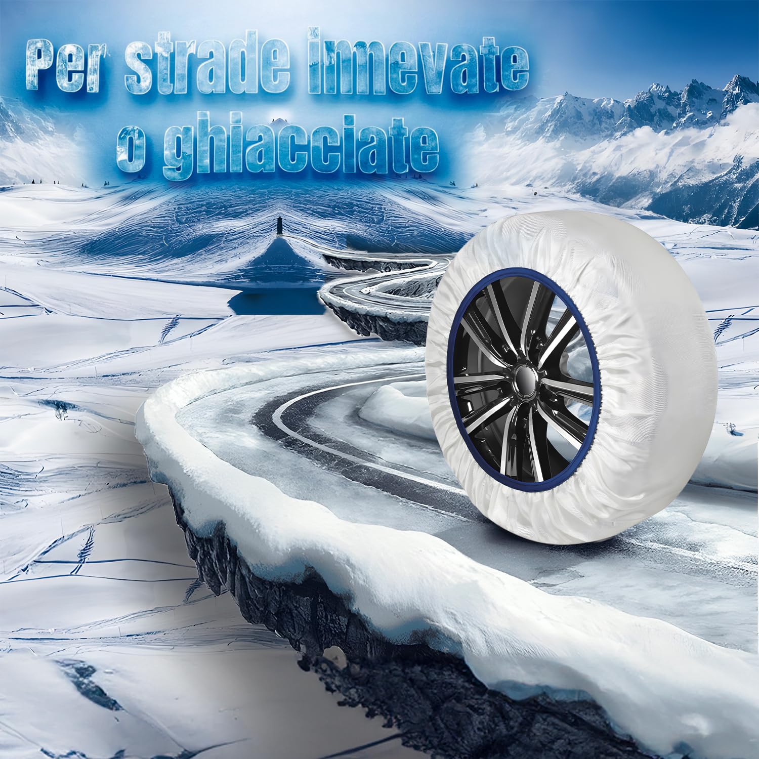 Wintem Chaussettes de neige autocentrantes idéales pour faire face à l'hiver - faciles à monter sont sûres et approuvées - légères, lavables et réutilisables, adaptées à différentes voitures - Taille