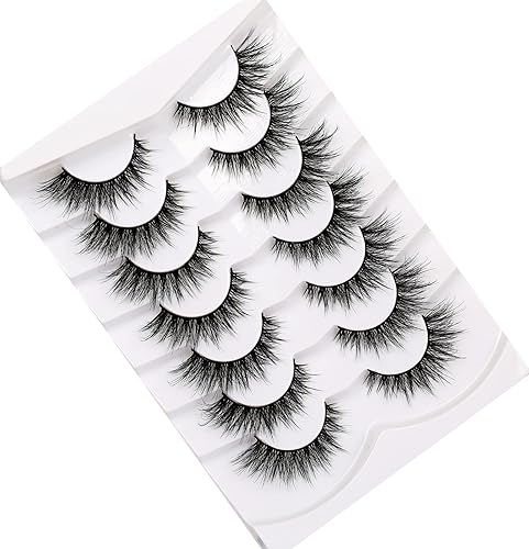 Miniatura 478 de Pooplunch Pestañas postizas de pelo de visón sintético, estilo de ojo de gato, paquete de pestañas postizas naturales esponjosas, paquete múltiple