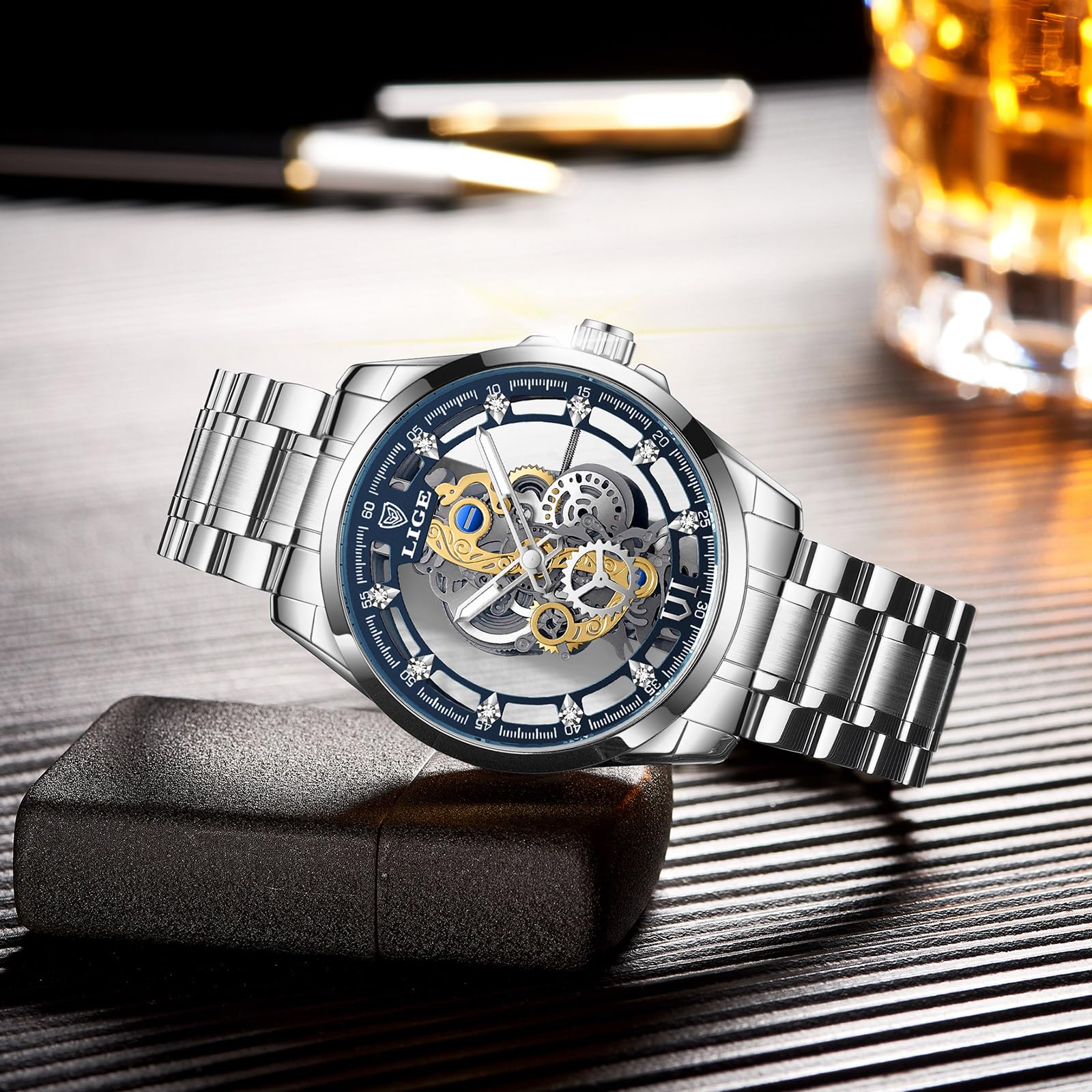 LIGE Orologio da uomo 3ATM impermeabile in acciaio inossidabile analogico al quarzo sportivo cronografo classico bracciale orologi,Regali per gli uomini