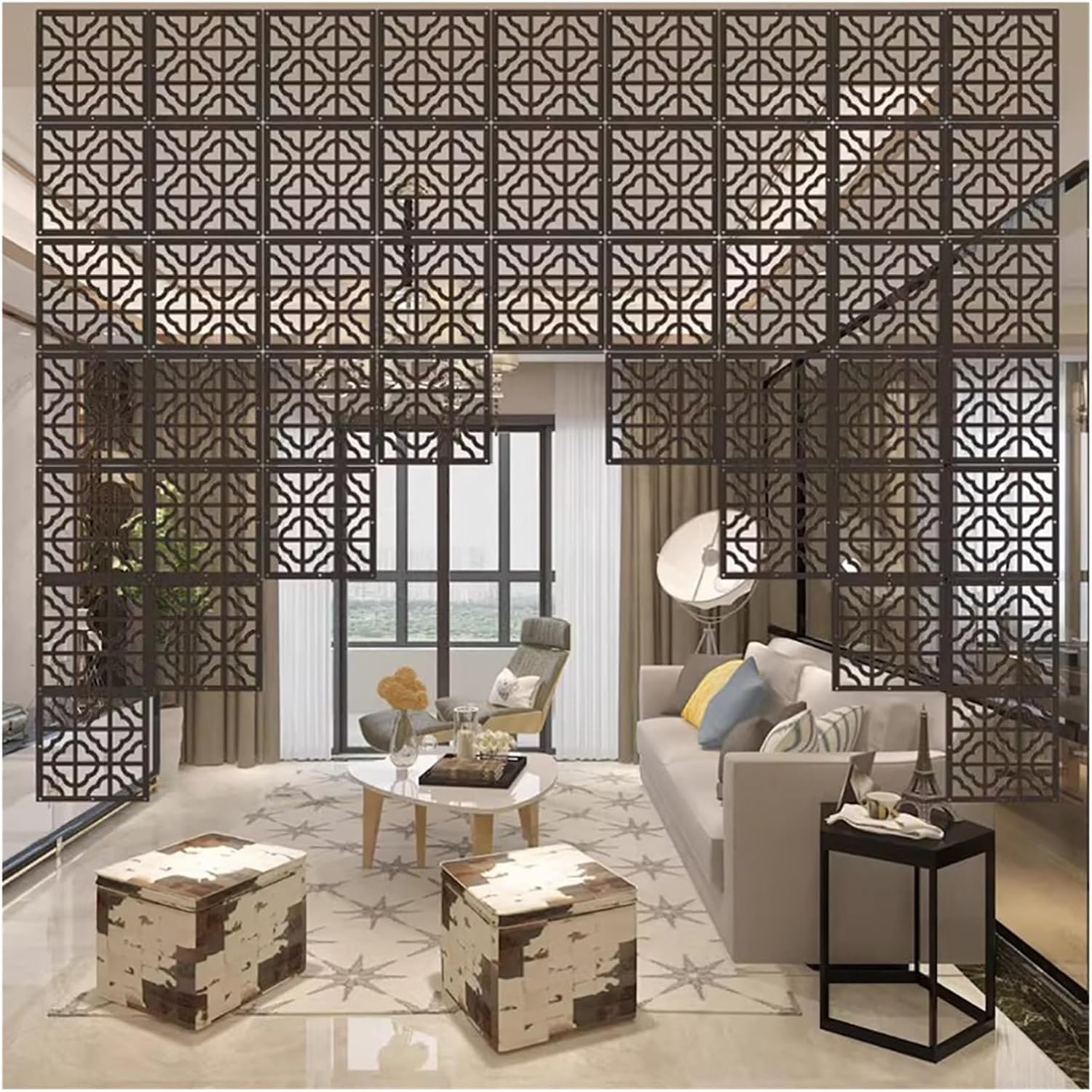 Waterproof HDF Suspended Room Partition Panel - Elegant Hanging Divider for Home & Office Decor(15Pcs)