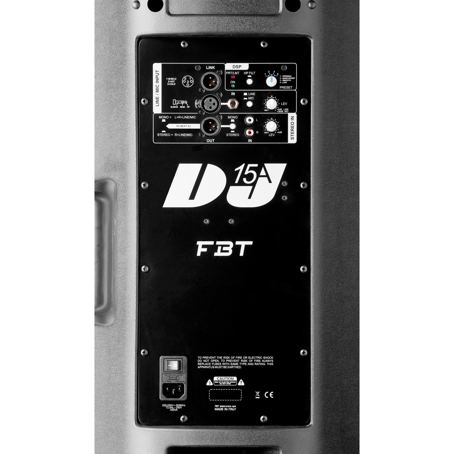 FBT DJ 15A - Cassa Monitor Diffusore Audio Attivo Professionale da 700/200 W peak power (350W + 100W RMS) e 129dB SPL, Nero