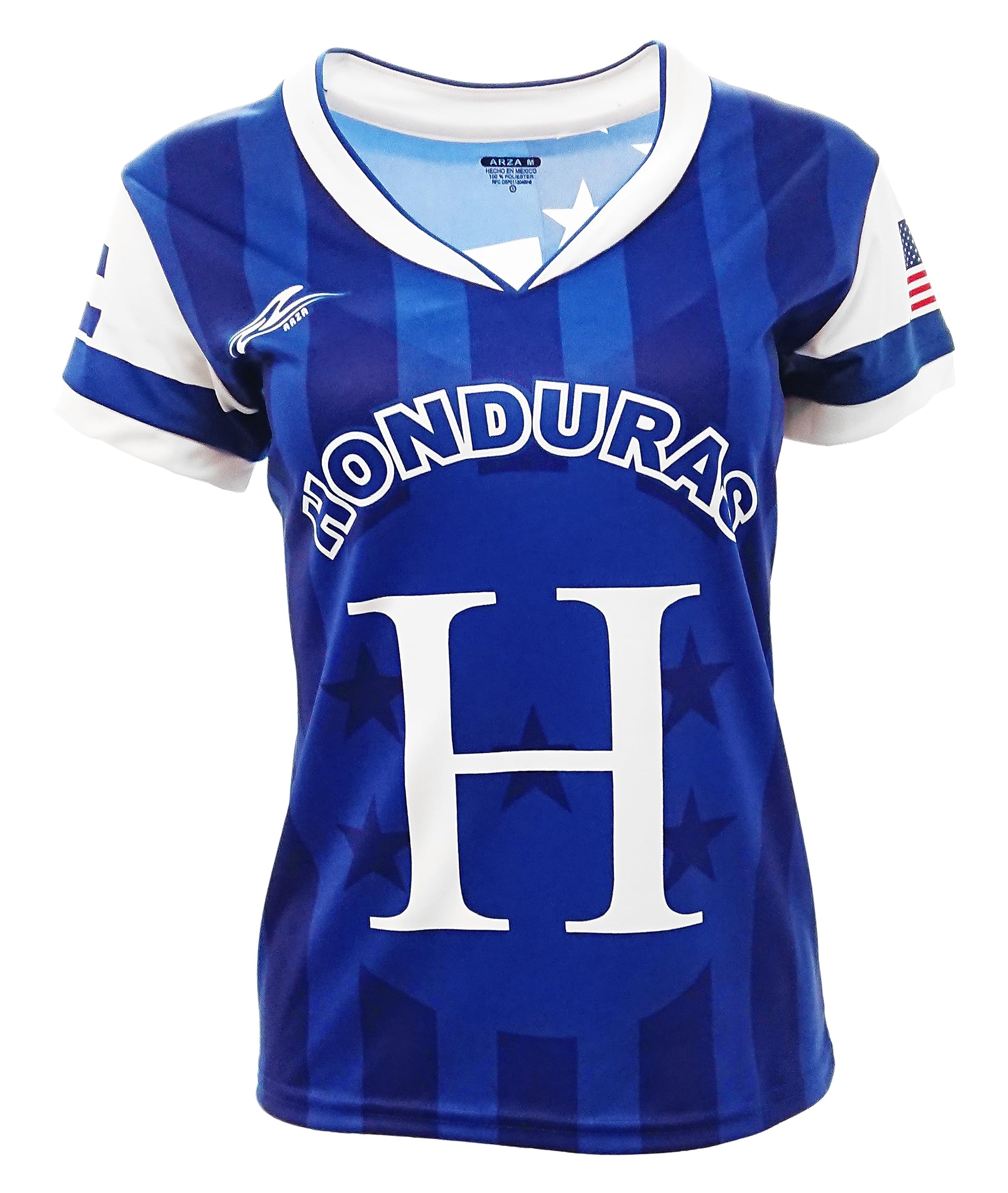 ARZA Honduras and USA Jersey Design for Women 100% Polyester New_Sizes S to 3XL (US, Alpha, Small, Regular, Regular, Blue)