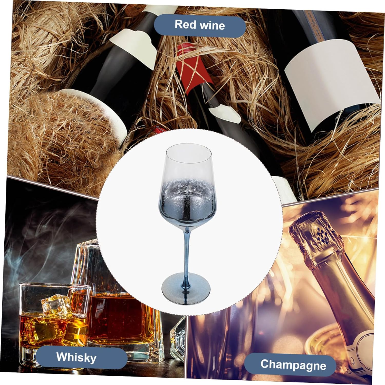 Blue Crystal Wine Goblets 350ml Red Wine Glasses for Wedding Toasting and Party Celebrations