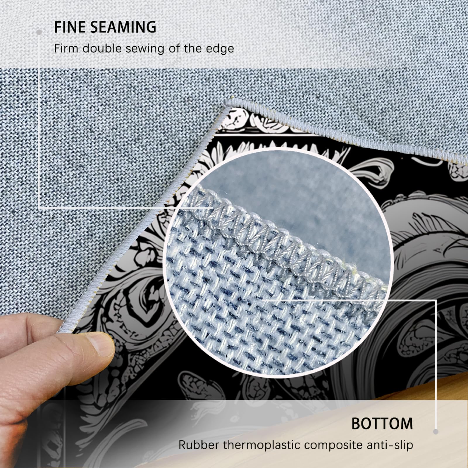 Amazon.com: Black and White Floral Carpet for Hallways Machine