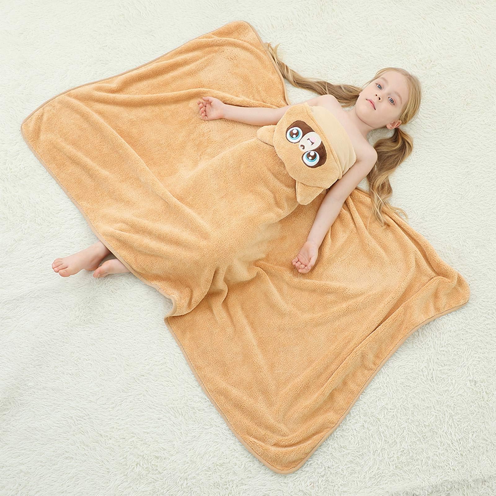 MICHLEY - Toalla de bebé unisex con capucha de dibujos animados, suave de alta calidad para natación de 80 cm x 133 cm para 0-9 T (Raccoon)