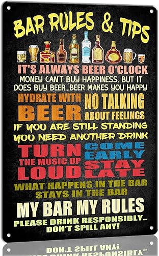 Letreros de barra vintage para decoración de bares del hogar, 8 x 12 pulgadas, letreros de metal para cueva de hombre, divertido letrero de alcohol