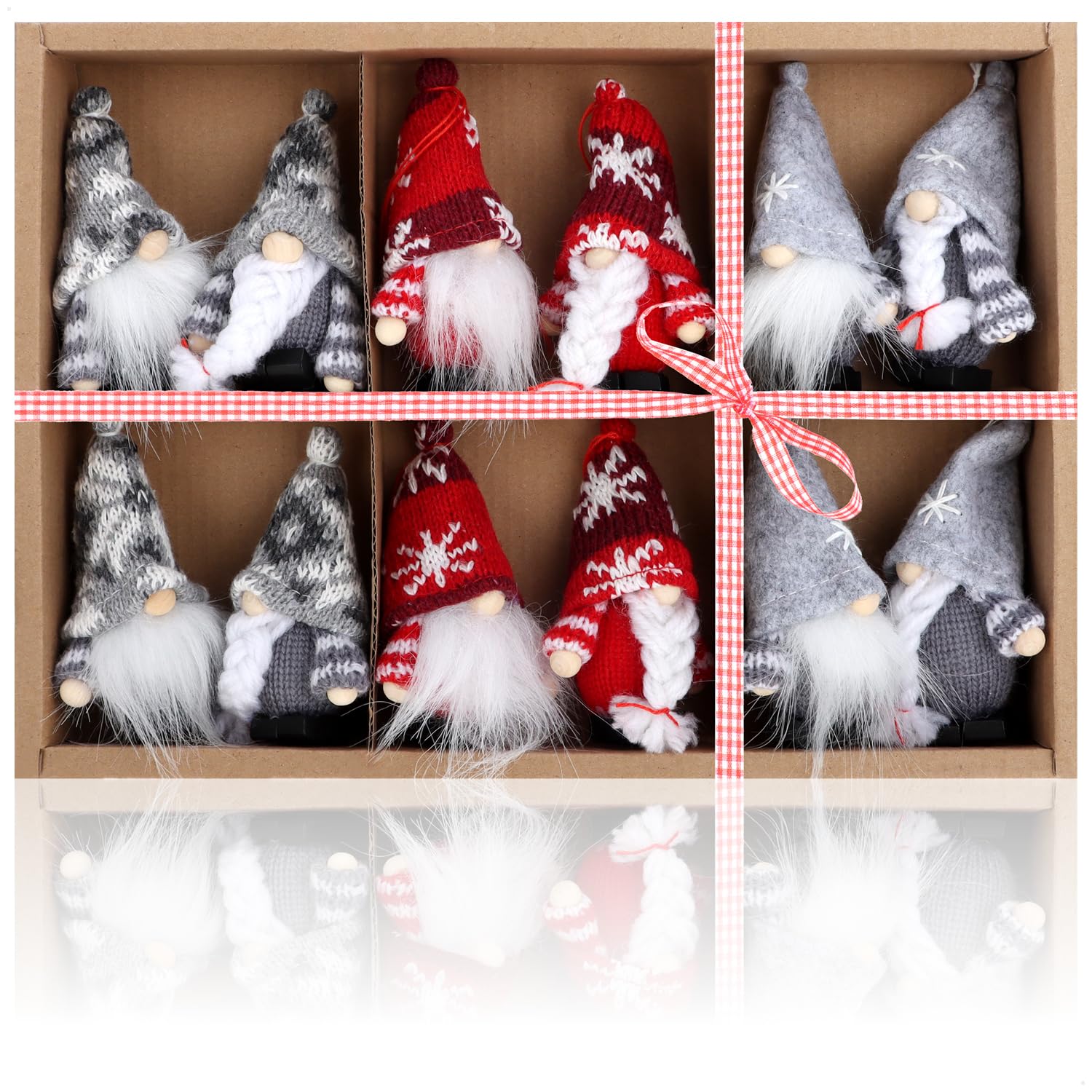 Com-Four D - Nordic Com-Four® 12X Premium Christmas Tree Pendants Gnomes - Christmas Tree Decorations - Gnome Figure Pendants - Swedish-Scandinavian Decorative Trolls