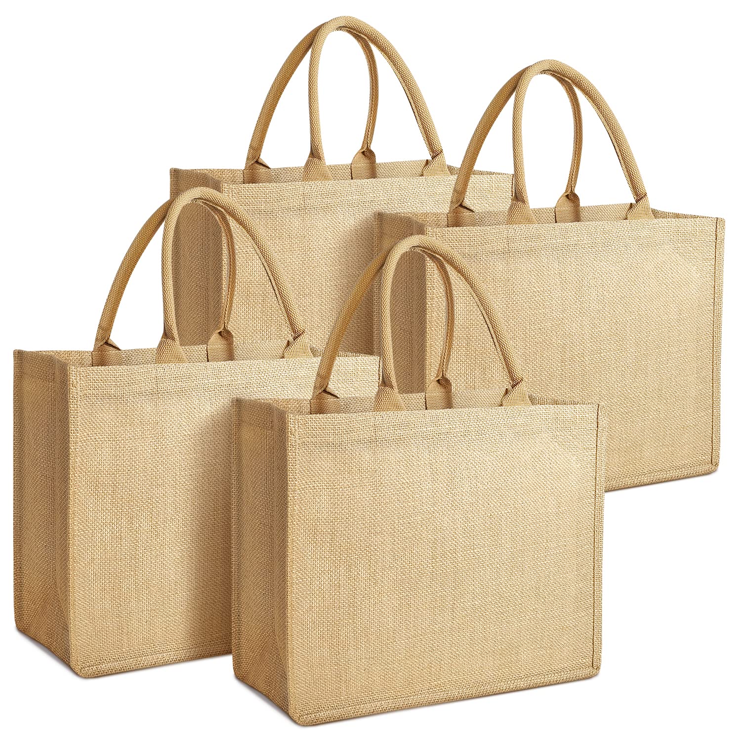 Jcocylse Jutebeutel zum Bemalen - 4 sacchetti Jutebeutel - Ökologische Shopper Tasche Damen - Vielseitige Tote Bag für Einkauf & Geschenkidee für Mama - Robust & Umweltfreundlich Stoffbeutel
