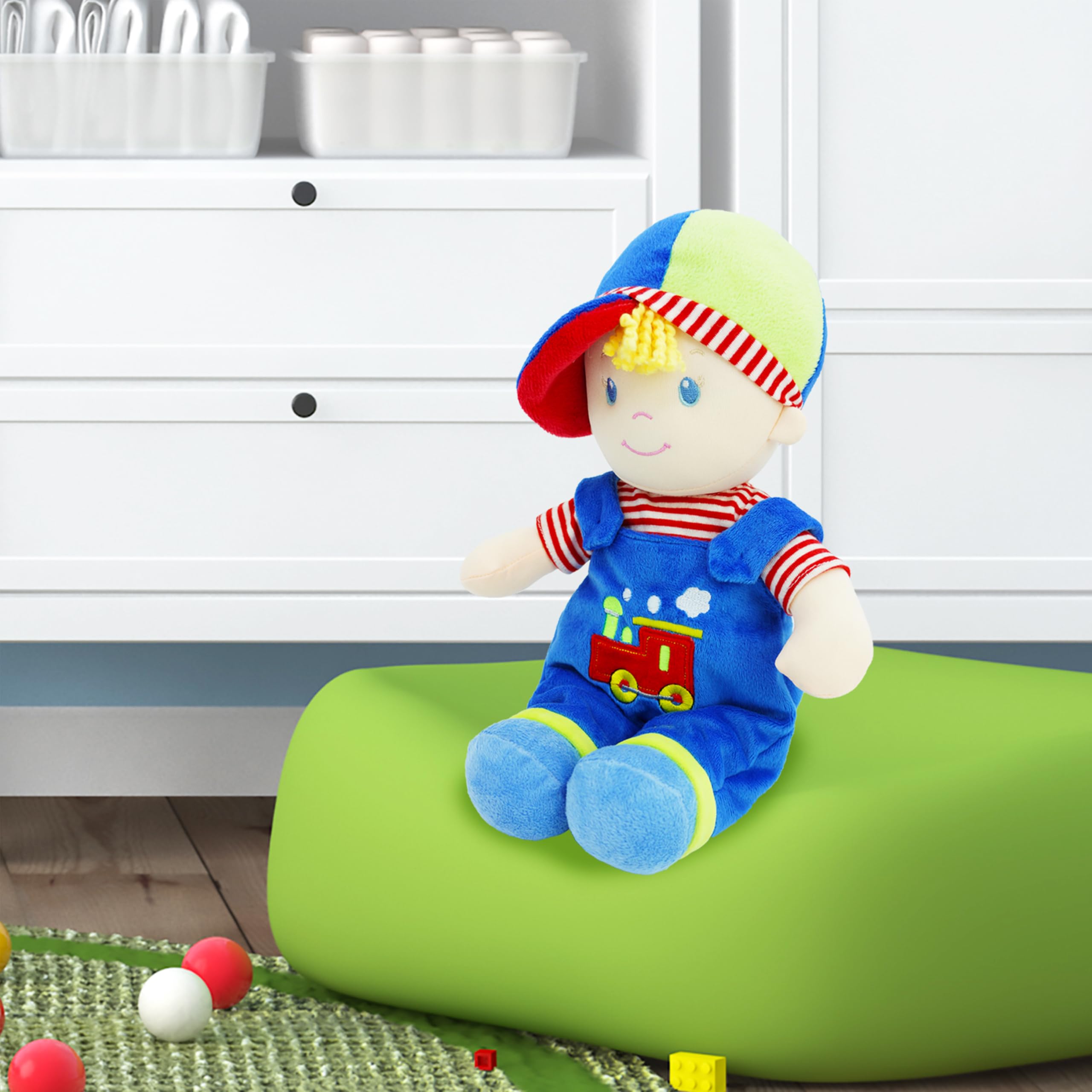 Lullaberry 35cm Soft Dolly Ben, Stuffed Soft Baby Boy Doll for Birth and Up, Blue Outfit - Image 4