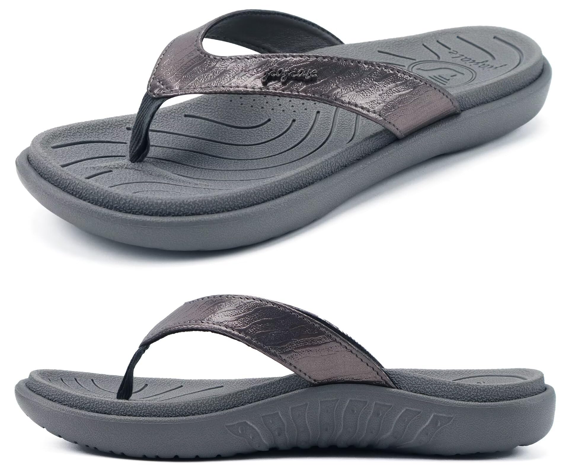 jiajiale Womens Fashion Orthotic Flip Flops Ladies Slip On Lightweight Comfortable Thick Cushion Yoga Mat Thong Sandals With Plantar Fasciitis Arch Support