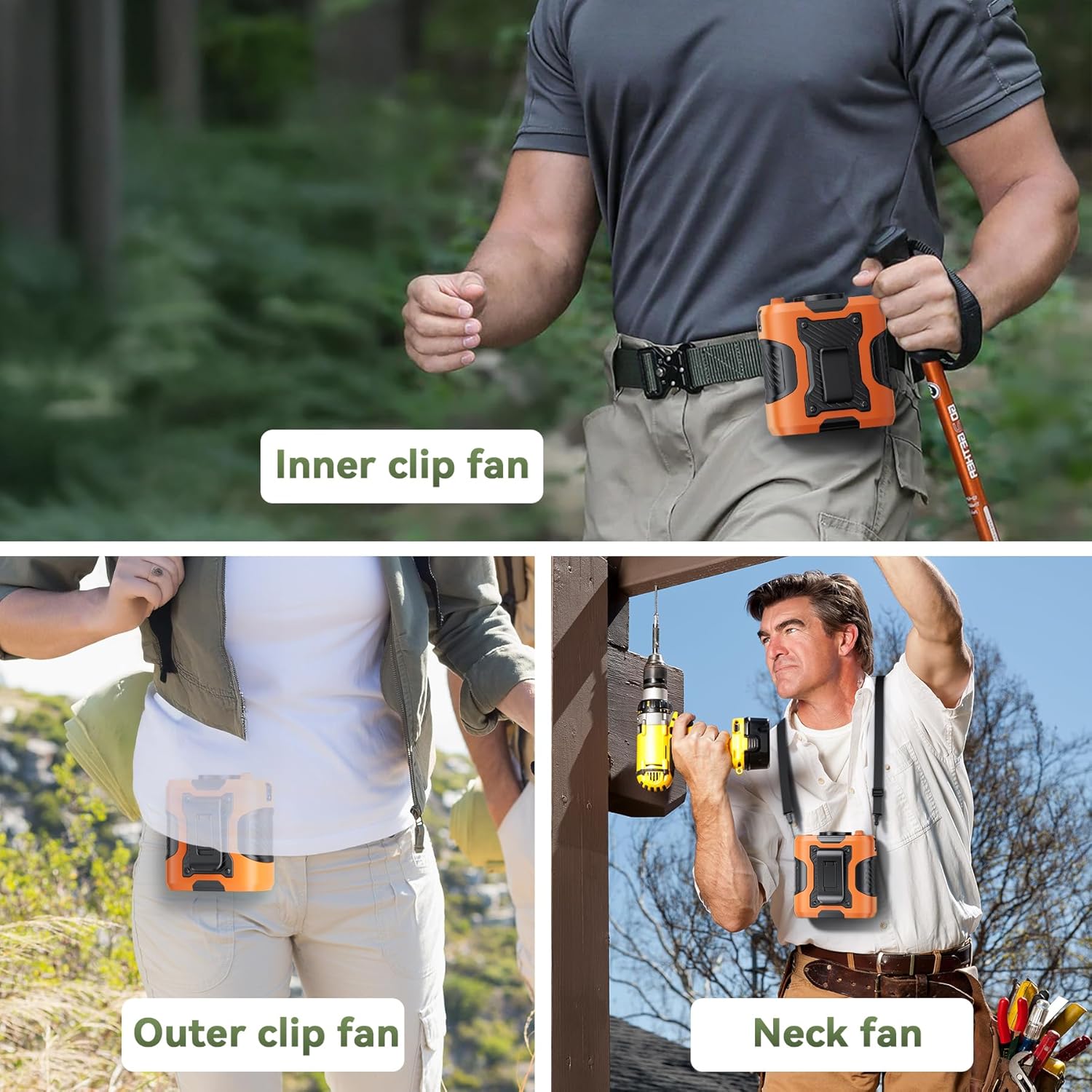 Portable Waist Fan Clip on with Light, 12M/S Quiet & Powerful Silencer Motor, 100 Speeds Wearable Belt Personal Shirt Fan, Digital Display, Upto 24H Cooling Time, Ideal Gift for Outdoor Workers