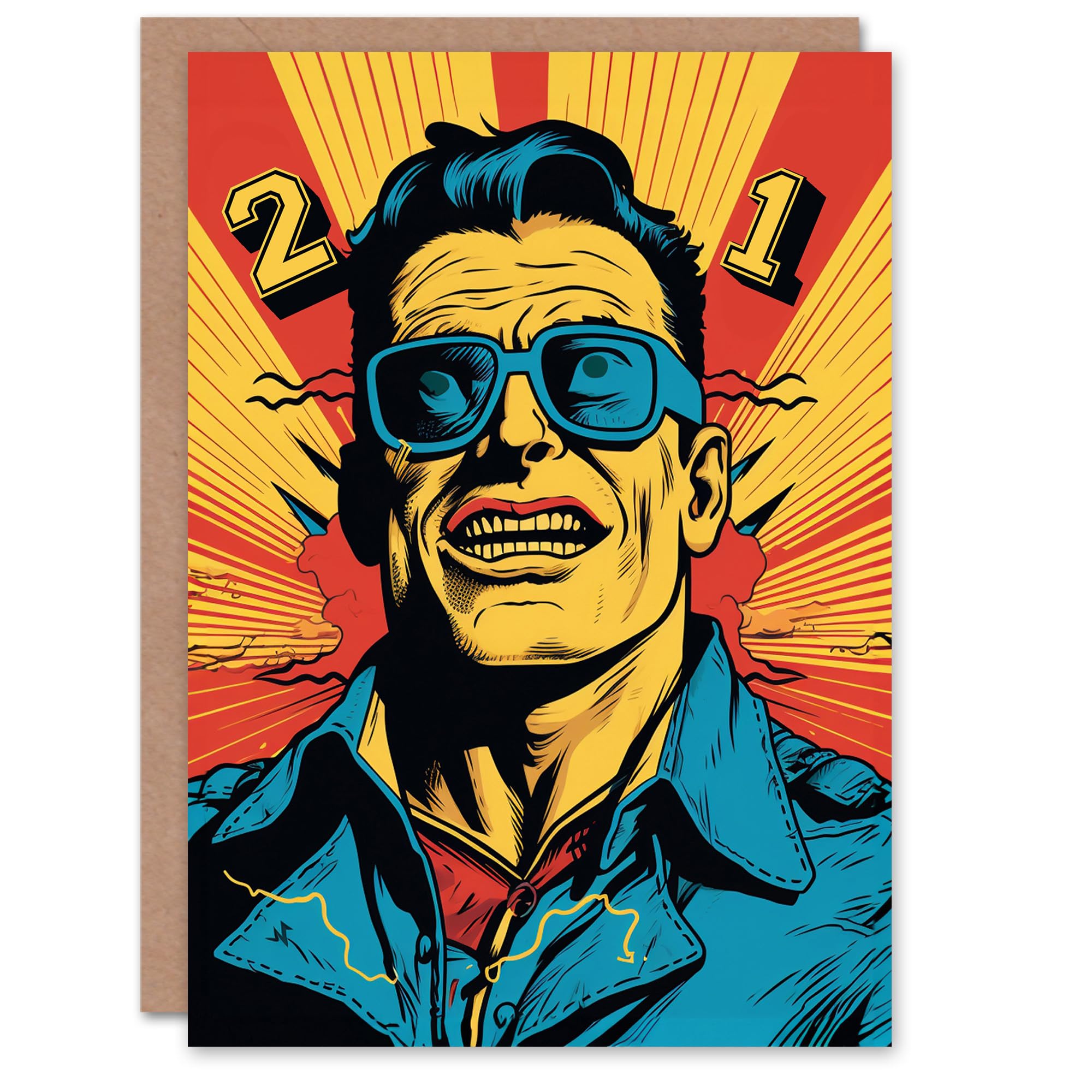 Artery8 Birthday Greeting Card Retro Comic Super Hero Age 21 Year Old 21st For Him
