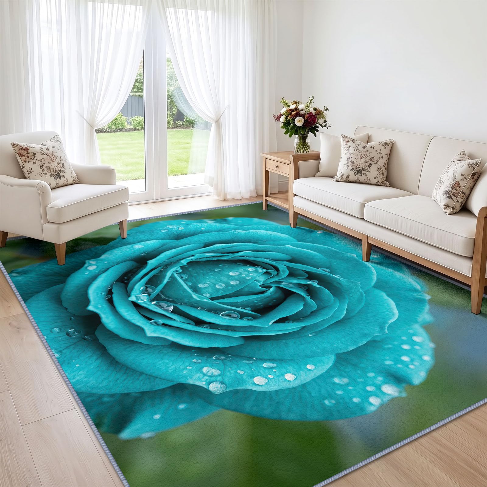 Dywan do salonu różowy niebieski krople wody makro 3D 140 x 200 cm, można