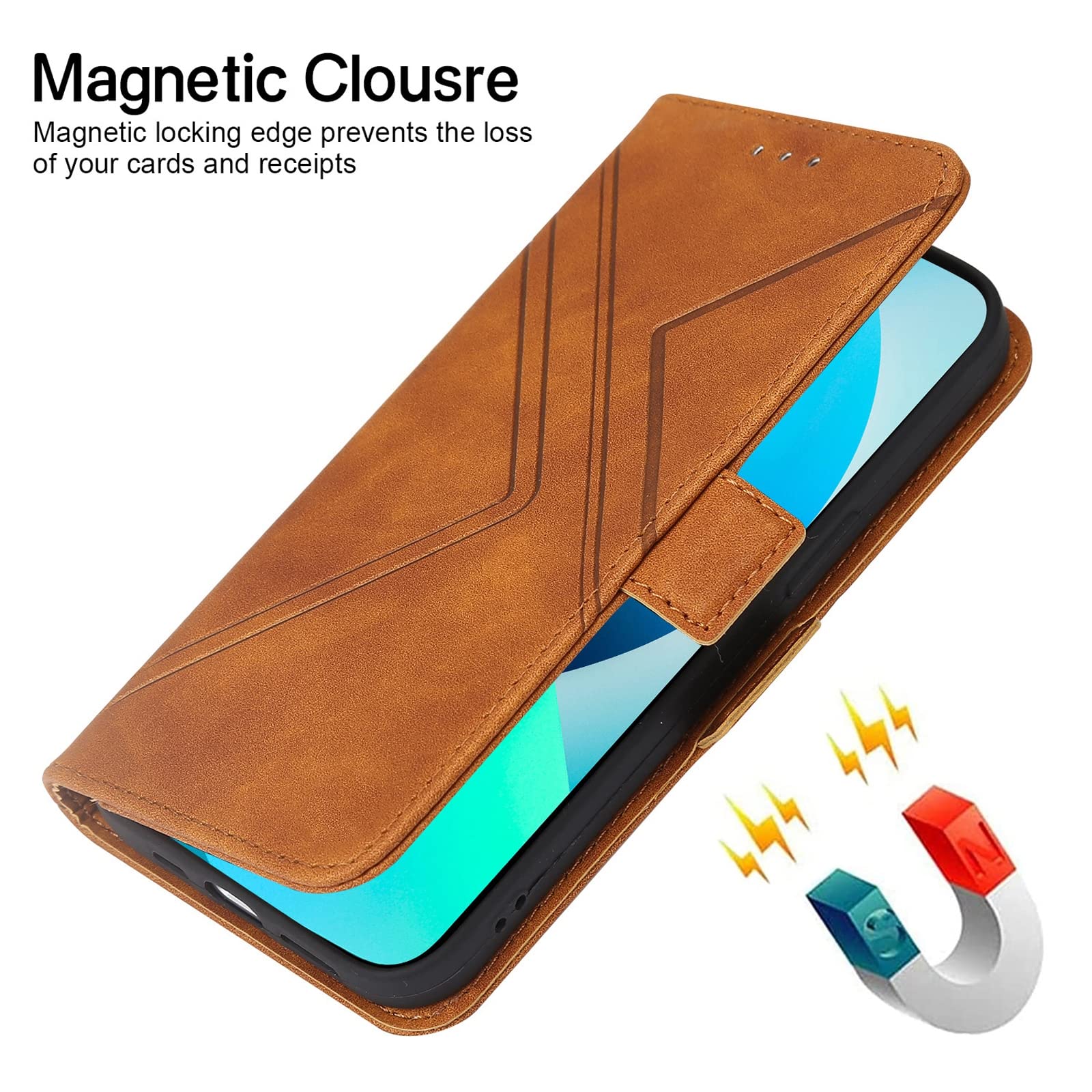 LTL Hülle Für iPhone 13 Mini/13/13 Pro/13 Pro Max, Chutzhülle Premium PU/TPU Lederhülle Flip Wallet Tasche Case Mit Ständer Und Kartenfächer/Magnetverschluss,Gelb,13 Pro 6.1"