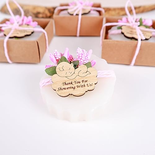 HTF Pack of 10 Baby Shower Decorations, Baby Shower Gifts, Handmade Scented Vegan Mini Soap, Baby Shower for Girl (Baby Shower, Pink Decor)