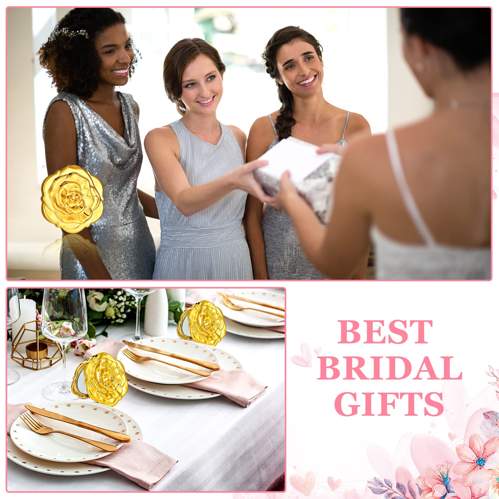 Panelee 96-Set Rose Compact Mirror Wedding Party Favor Gift Set
