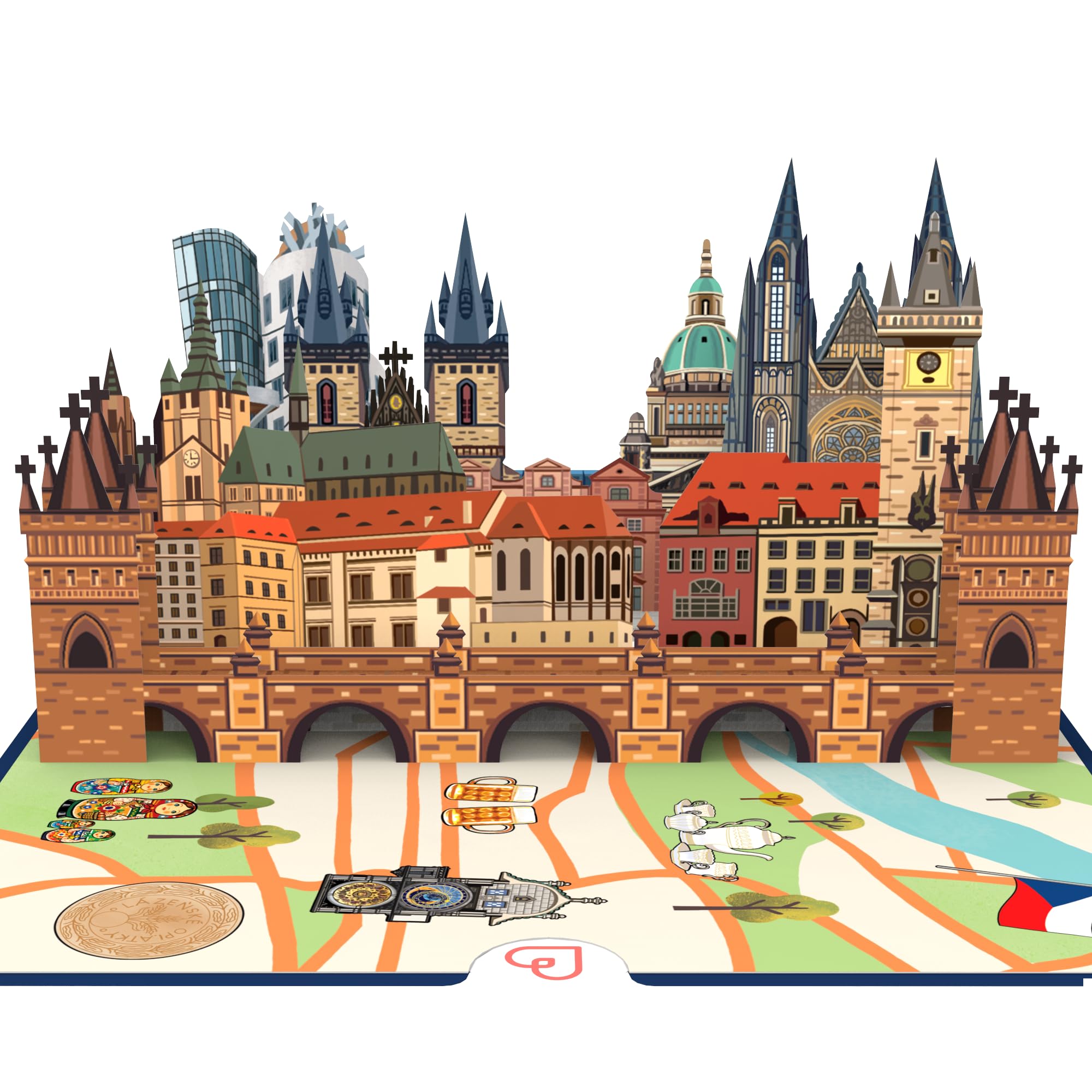 papercrush® Pop Up Karte Prag - Besondere Geburtstagskarte oder Geldgeschenk für Reisekasse, 3D Geschenkkarte oder Hotelgutschein zum Geburtstag, Reisegutschein Prag für einen Städtetrip für 2