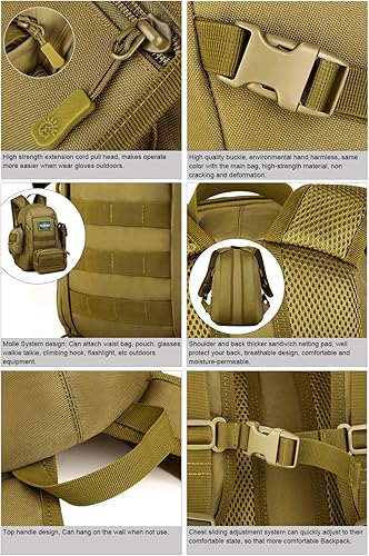 Miniatura 5 de Huntvp - Mochila militar de 10 L con mochila Molle, para caza, camping, senderismo, viaje