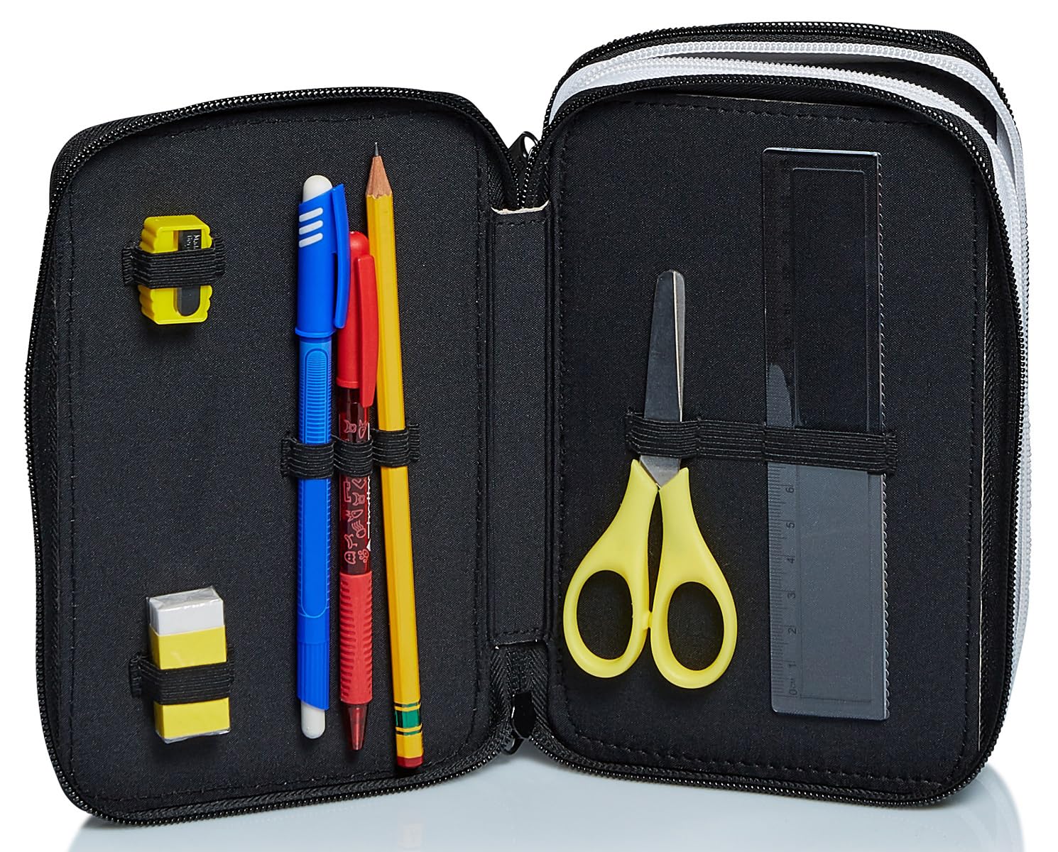 Seven Astuccio Scuola Juventus 3 Zip Bianco Nero Triplo Scomparto Matite Penne Pennarelli Accessori per Zaino Ragazzi