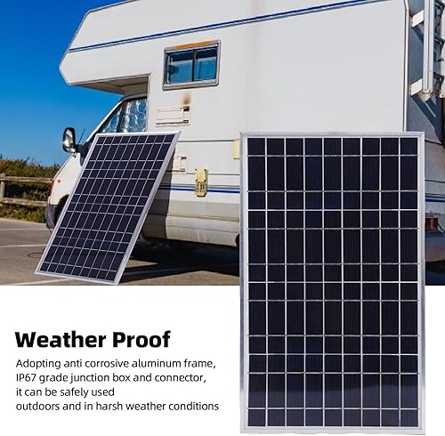 Miniatura 3 de Zunate Kit de cargador de panel solar de 100 W con controlador de carga de 12 V 10-50 A  Marco de aluminio, salidas USB y CC para RV, barco,