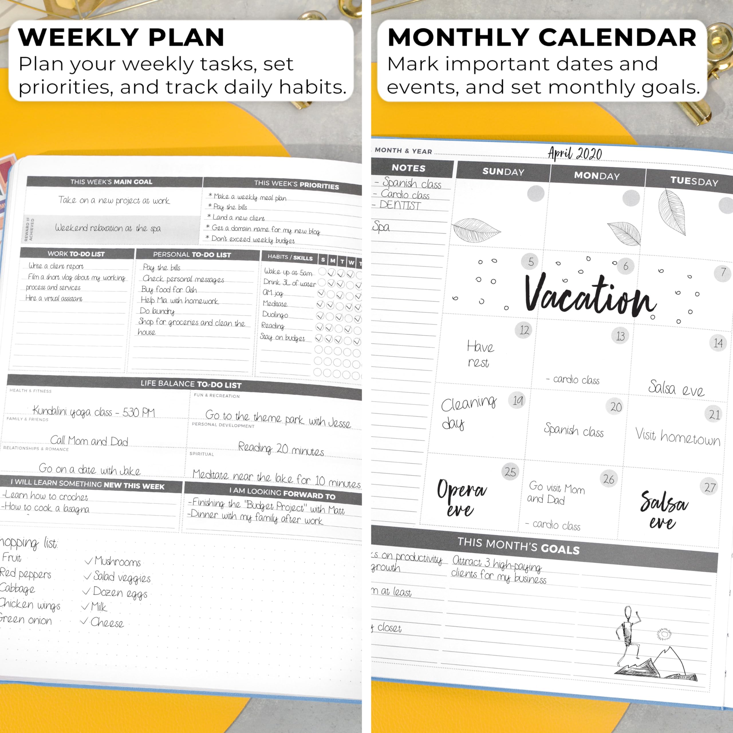 Clever Fox Planner Daily PRO – Agenda giornaliera e diario di gratitudine per aumentare la produttività, la gestione del tempo e raggiungere i tuoi obiettivi, senza data, formato A4, 21,5 x 28 cm,