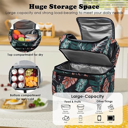 Miniatura 3 de PBRO Lonchera térmica para mujer, bolsa de almuerzo reutilizable de apertura amplia con cinturón de hombro ajustable, bonita lonchera portátil con