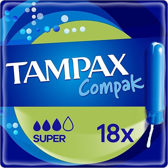 Tampax Compak Super Tampons with Applicator, 18 Tampons, Leak