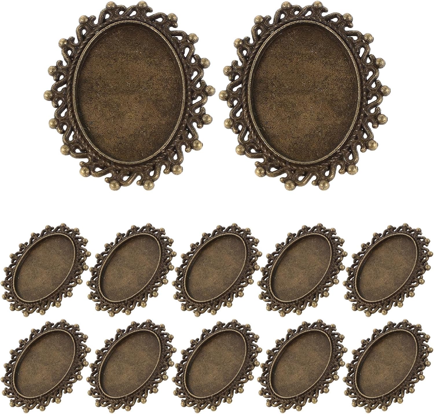Uonlytech 12pcs Pin Backs for Crafts: DIY Brooch Pin Metal Backs Charm Bezel Tray Jewelry Making Blank - Oval Brooch Base for DIY Badge Crafts