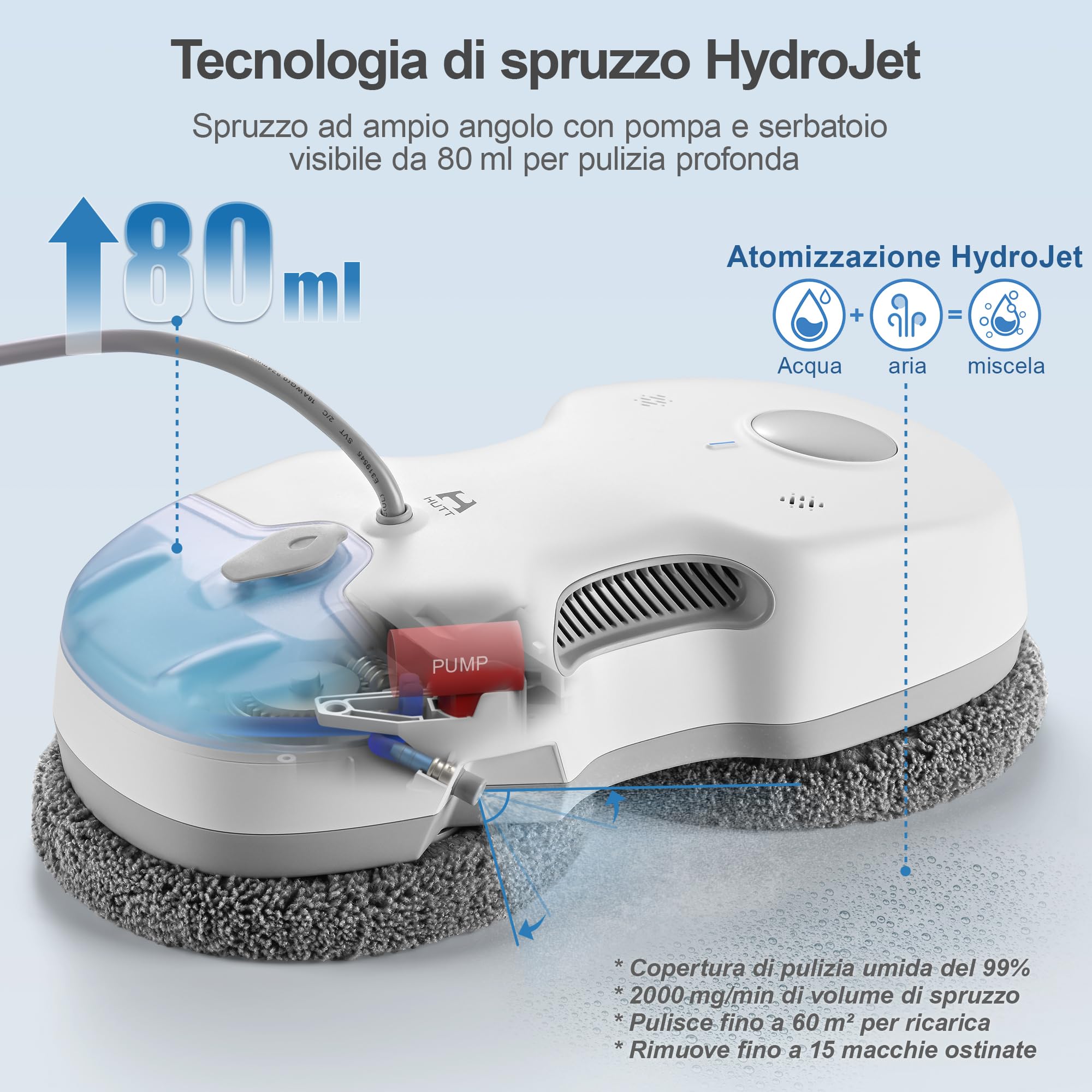 HUTT S7 Robot Lavavetri Finestre con Acqua Spruzzo 6500Pa, Dual Drive Fluttuante 3D，Robot Lava Vetri Elettrico a Pulizia di Lava con Telecomando, con 8pcs Panno, Valigia