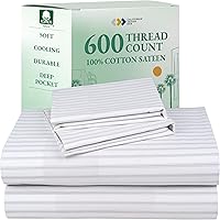 Vista 1 de CALIFORNIA DESIGN DEN 5-Star Hotel 600 Thread Count 100% Cotton, Soft & Smooth Queen Sheet Set with Deep Pockets, Quality Beats Egyptian Cotton 26