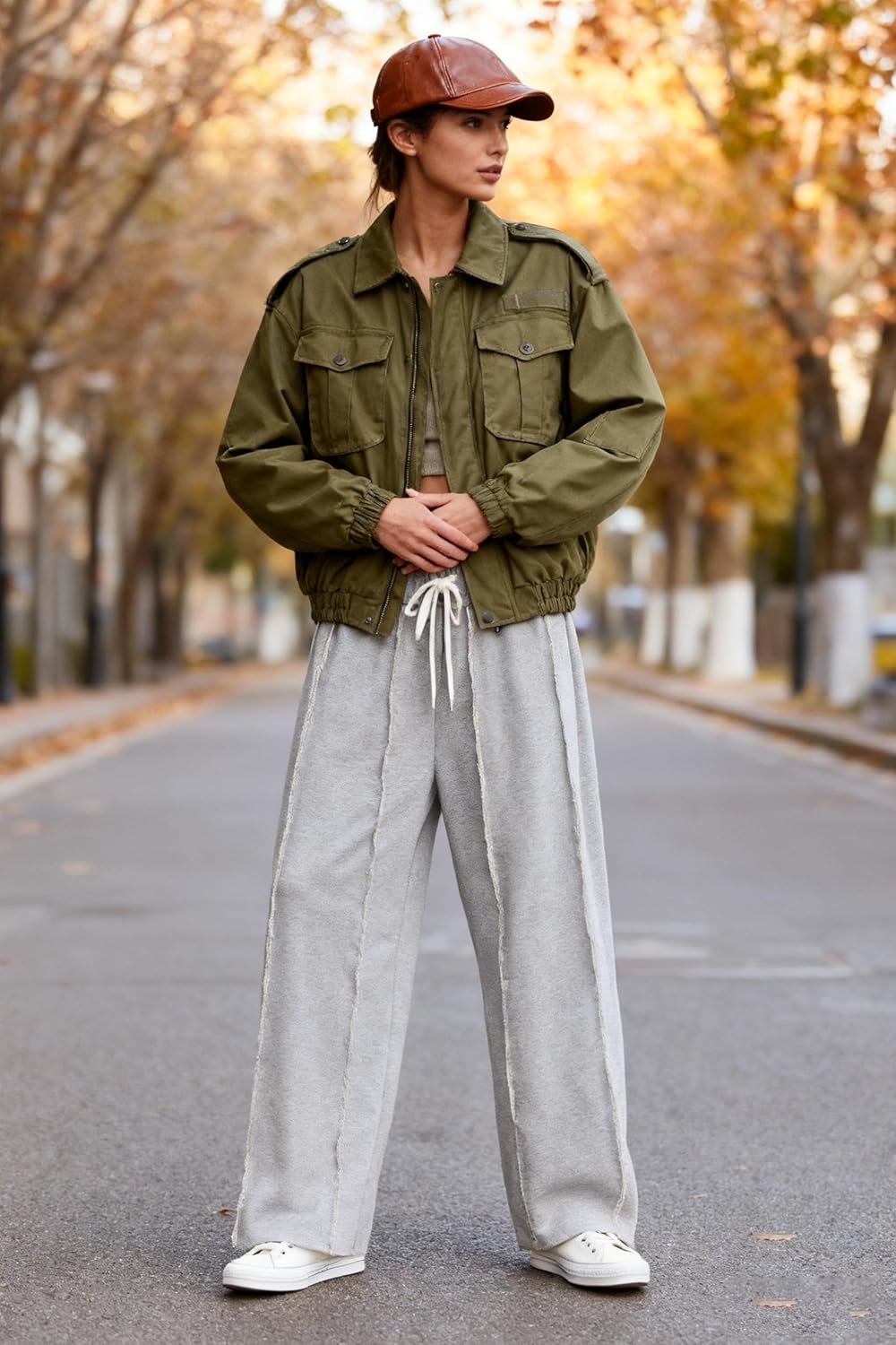 Bankeng Womens Baggy Wide Leg Pants Casual Palazzo Pants Drawstring Waisted Lounge Sweatpants with Pockets - Image 2